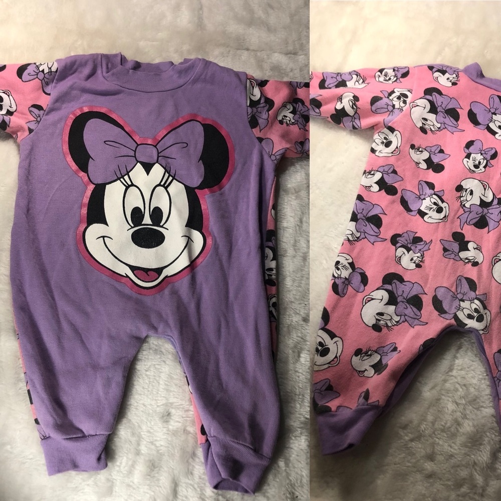 Vintage Disney pink mini mouse baby bodysuit